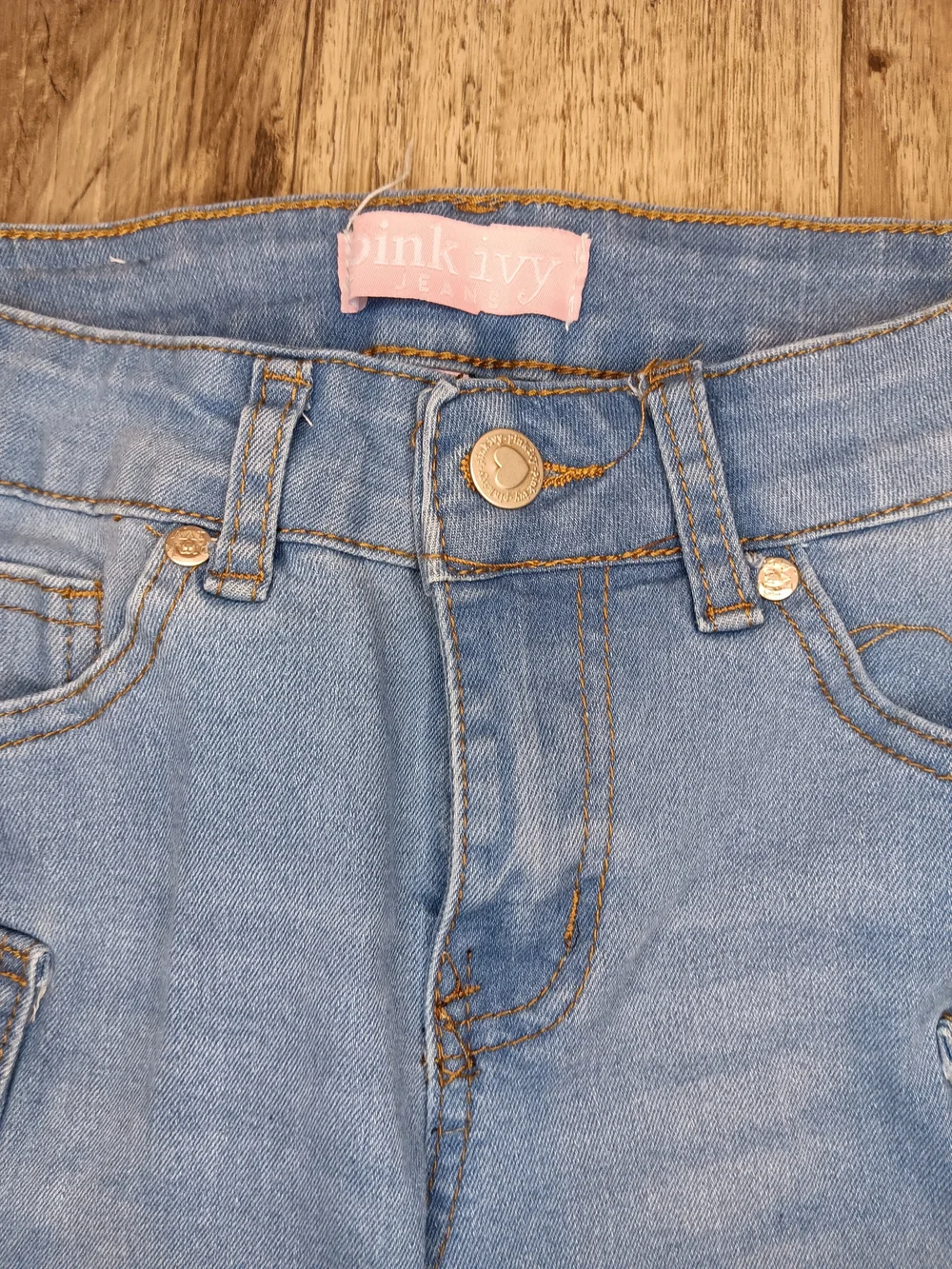 Girls Light Blue Denim Cargo Shorts with Studded Flap Pockets